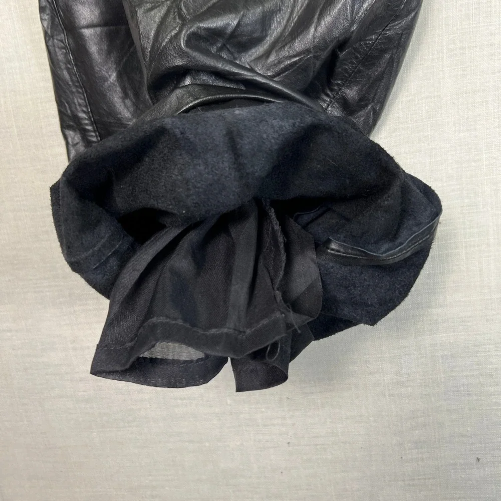 VTG Leather City Mens‎ Size 34 Pants Baggy Black Genuine Leather Pleated Lined